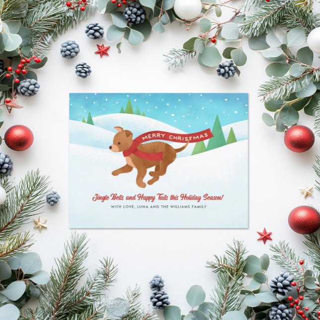 Tarjeta Festiva Navidades de Nieve de Perro Cute Chihuahua (Subido por el creador)
