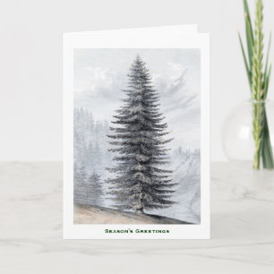 Tarjeta Festiva Navidades de Nieve en Invierno de Pino Tree Montañ