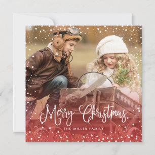 Tarjeta Festiva Navidades de nieve guión de plaza de fotos