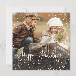 Tarjeta Festiva Navidades de nieve guión de plaza de fotos