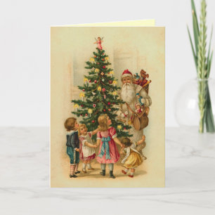 Tarjeta Festiva Navidades de niños de Victoria por la mañana