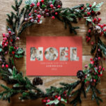 Tarjeta Festiva Navidades de Noel brillantes y coloridos geométric<br><div class="desc">Brillante y colorido Navidades Noel tipografía geométrica 4 diseño fotográfico de vacaciones. Colores rojos,  verdes,  azul marino y rosa.</div>