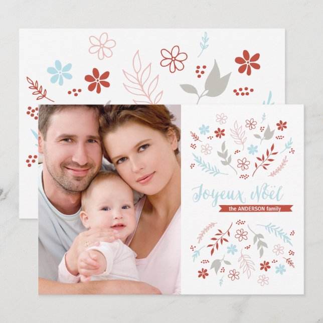 Tarjeta Festiva Navidades de Noël en Marfil (Anverso / Reverso)