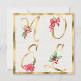 Tarjeta Festiva NAVIDADES de NOEL Red & Gold Holly Berries Poinset
