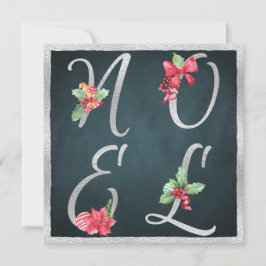 Tarjeta Festiva NAVIDADES de NOEL Relieve metalizado plateado Holl