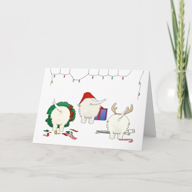 Tarjeta Festiva Navidades De Nothin' Butt A Westie (Anverso)