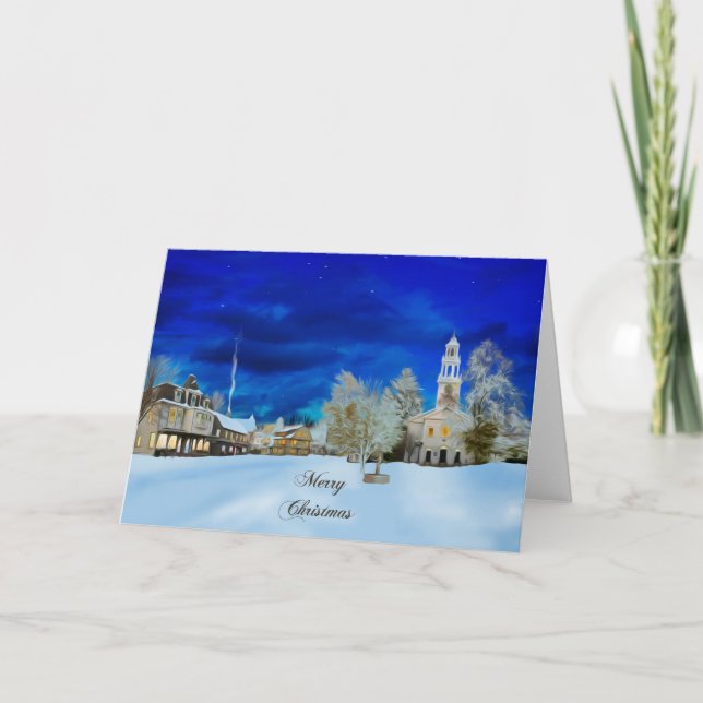 Tarjeta Festiva Navidades de Nueva Inglaterra (Anverso)