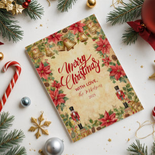 Tarjeta Festiva Navidades de Nutcracker Poinsettia