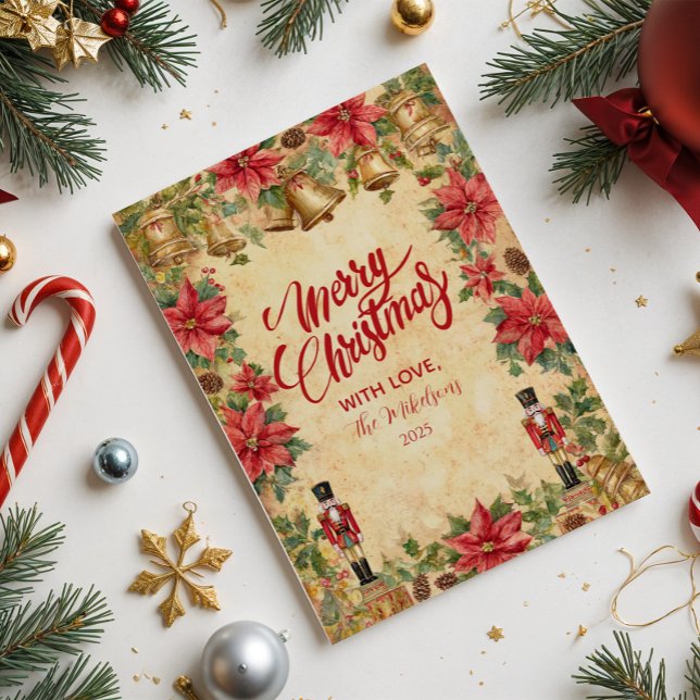 Tarjeta Festiva Navidades de Nutcracker Poinsettia (Subido por el creador)
