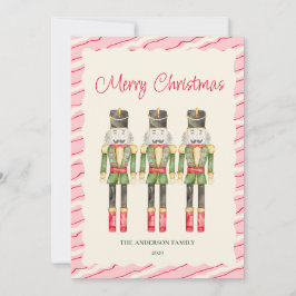 Tarjeta Festiva Navidades de Nutcrackers de acuarela caprichosa