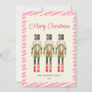 Tarjeta Festiva Navidades de Nutcrackers de acuarela caprichosa