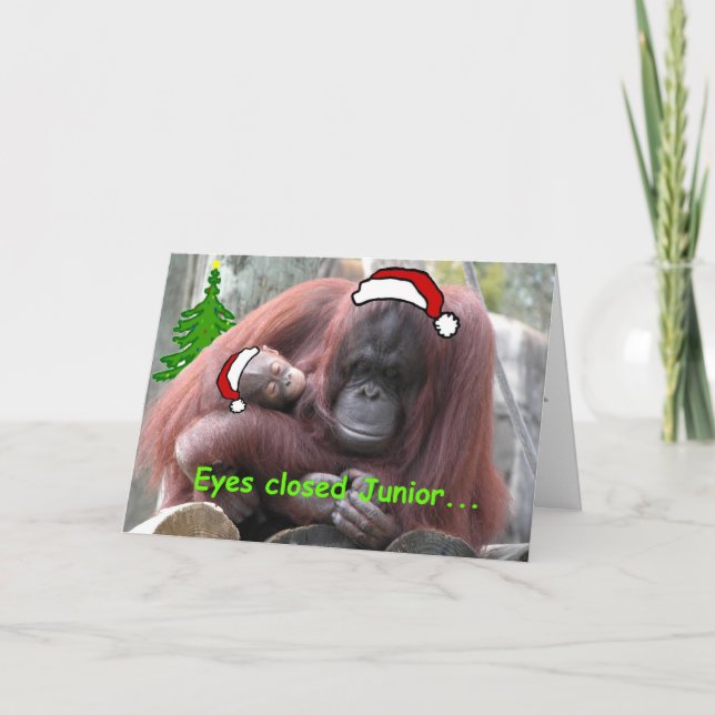 Tarjeta Festiva Navidades de Orangutan (Anverso)