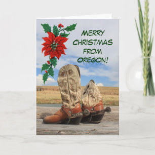 Tarjeta Festiva Navidades de Oregon Western Boot