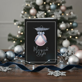 Tarjeta Festiva Navidades De Ornamentos Brillantes Y Cerebros No F