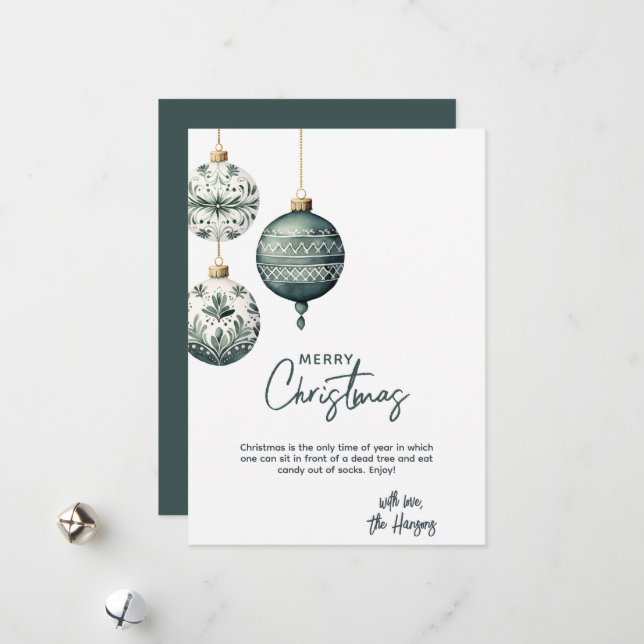 Tarjeta Festiva Navidades de ornamentos de estilo nórdico moderno (Anverso/Reverso In Situ)