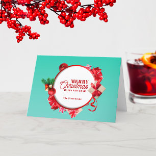 Tarjeta Festiva Navidades de Ornamentos Elegantes Festividades Año