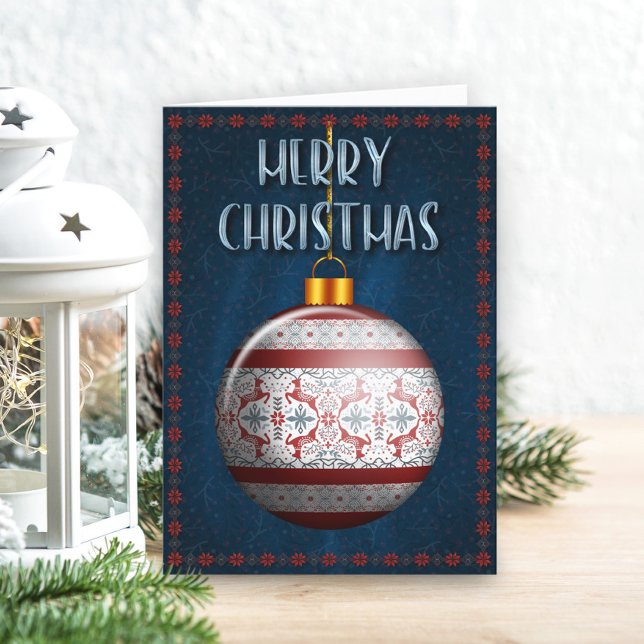 Tarjeta Festiva Navidades de ornamentos escandinavos (Subido por el creador)