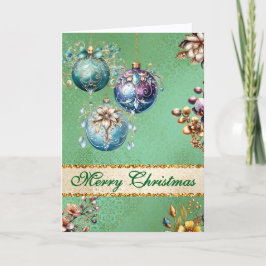 Tarjeta Festiva Navidades de Ornamentos Vintage