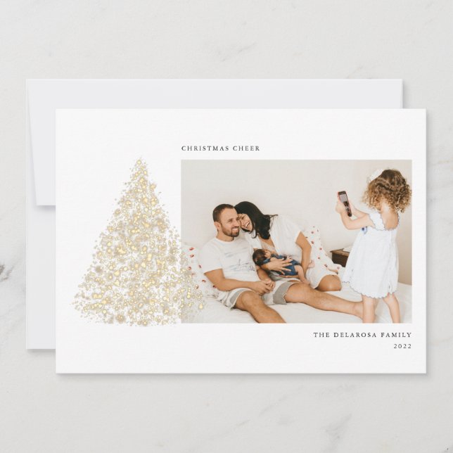 Tarjeta Festiva Navidades de oro animan dos fotos (Anverso)