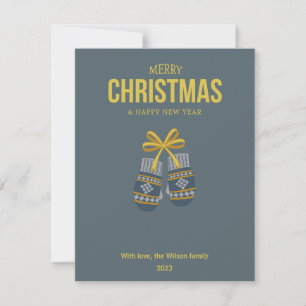Tarjeta Festiva Navidades de oro azul gris