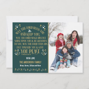 Tarjeta Festiva Navidades de oro bendiciendo números 6:24-26 foto