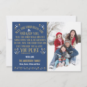 Tarjeta Festiva Navidades de oro bendiciendo números 6:24-26 foto