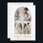 Tarjeta Festiva Navidades de oro de caligrafía Heart 3 Photo Arch<br><div class="desc">Caligrafía moderna Corazón guión Merry Navidad 3 Foto Tarjeta de vacaciones Arch - Texto de oro</div>