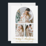 Tarjeta Festiva Navidades de oro de caligrafía Heart 3 Photo Arch<br><div class="desc">Caligrafía moderna Corazón guión Merry Navidad 3 Foto Tarjeta de vacaciones Arch - Texto de oro</div>