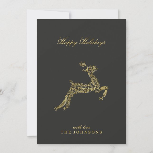 Tarjeta Festiva Navidades de oro de chocolate negro oscuro mínimo  (Anverso)