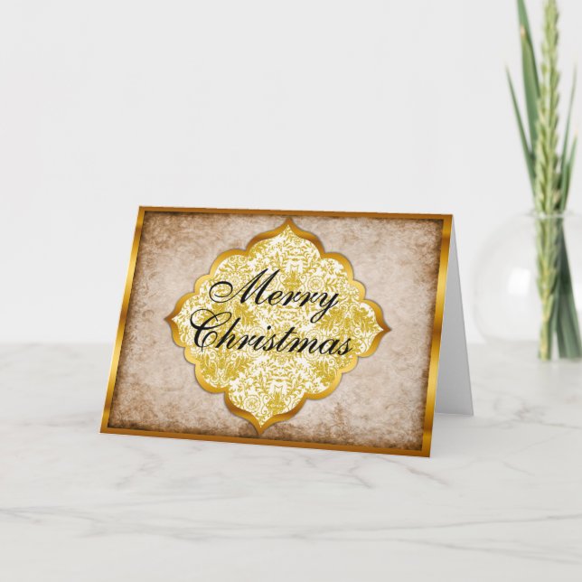 Tarjeta Festiva Navidades de oro elegantes (Anverso)