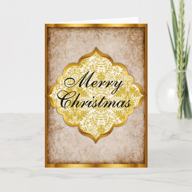 Tarjeta Festiva Navidades de oro elegantes (Anverso)