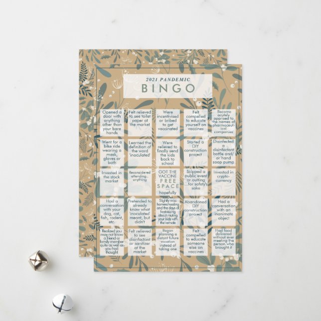 Tarjeta Festiva navidades de Oro Mistletoe de BINGO divertidos en  (Anverso/Reverso In Situ)