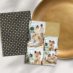 Tarjeta Festiva Navidades de oro negro retro multiCollage de fotos<br><div class="desc">Minimalista Feliz Navidad Multi tarjeta de vacaciones de Collage de fotos con un divertido patrón floral retro en negro y oro</div>
