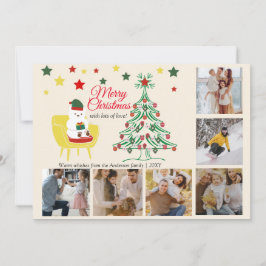 Tarjeta Festiva Navidades de oso cutáneo adorable de Collage de fo