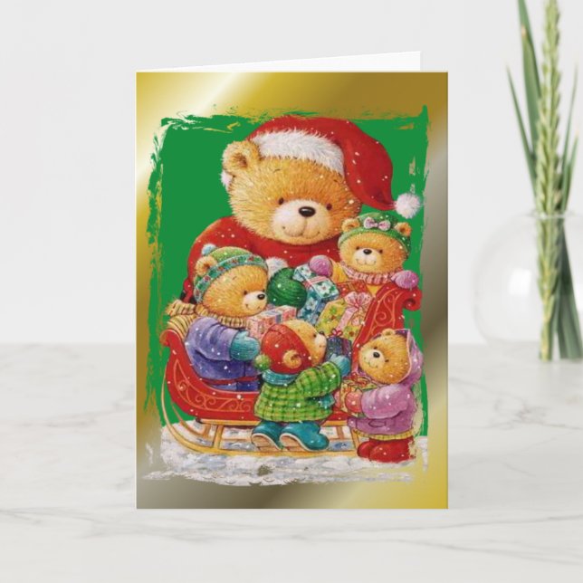 Tarjeta Festiva Navidades De Oso De Teddy (Anverso)