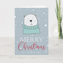 Tarjeta Festiva Navidades de oso lindo estilo Personalizado de tar