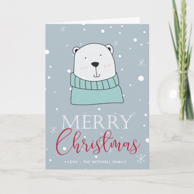 Tarjeta Festiva Navidades de oso lindo estilo Personalizado de tar (Anverso)