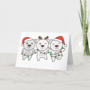 Tarjeta Festiva Navidades De Oso Polar Animales Cutan Fiebre Del O