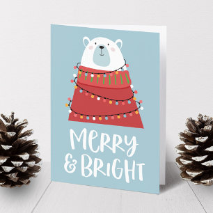 Tarjeta Festiva Navidades de oso polar brillante