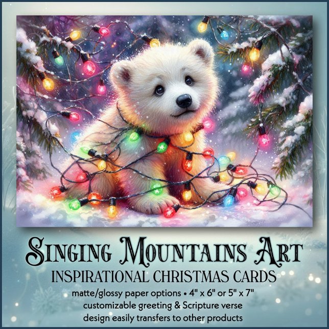 Tarjeta Festiva Navidades De Oso Polar Cute Enciende Las Escritura (Subido por el creador)