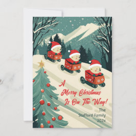 Tarjeta Festiva Navidades de Osos Retro Cute