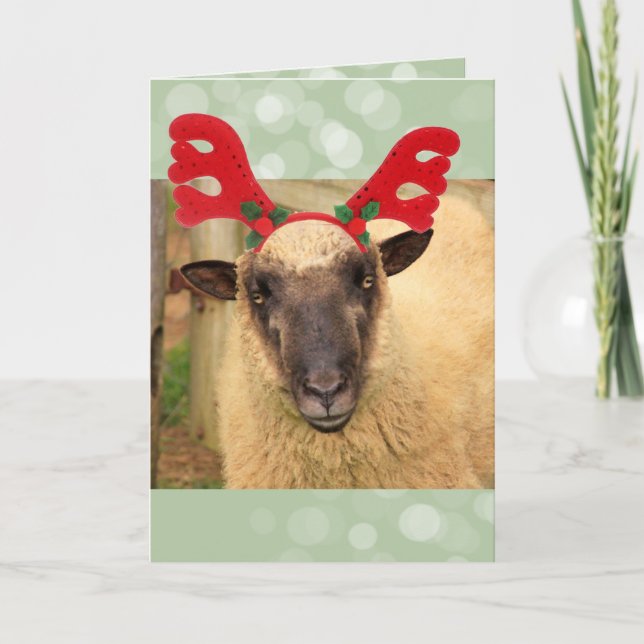 Tarjeta Festiva Navidades de ovejas renas festivas (Anverso)