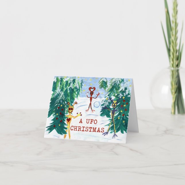 Tarjeta Festiva Navidades de OVNI (Anverso)