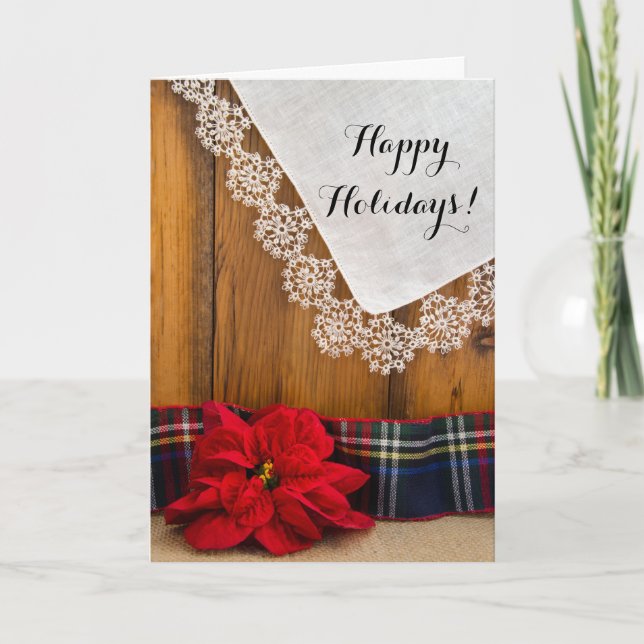 Tarjeta Festiva Navidades de países empresariales de Poinsettia Ru (Anverso)