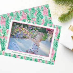 Tarjeta Festiva Navidades de Palm Beach Foto de árboles rosas y ve