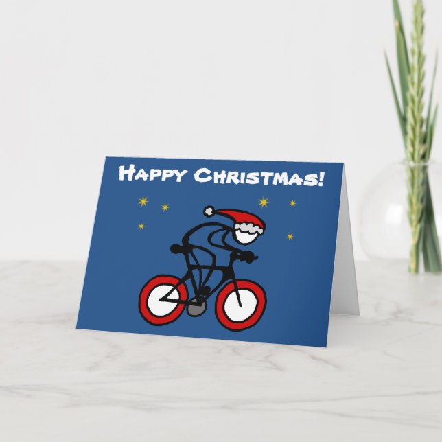 Tarjeta Festiva Navidades De Palo Con Deporte Personalizar De Cicl (Anverso)