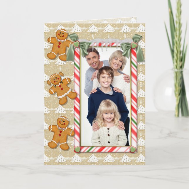 Tarjeta Festiva Navidades de pan de jengibre Foto de saludo (Anverso)