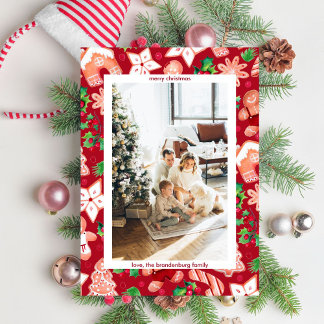 Tarjeta Festiva Navidades de pan de jengibre rojo lindo foto de bi