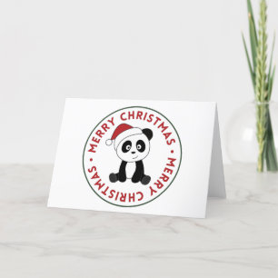 Tarjeta Festiva Navidades de Panda Nieve Animales De Invierno Pand