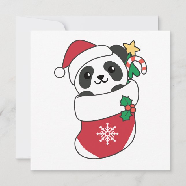 Tarjeta Festiva Navidades de Panda Nieve Animales De Invierno Pand (Anverso)